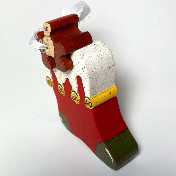 3 pcs Christmas Ornament Wood Puzzle Stocking - Picture 4 of 6